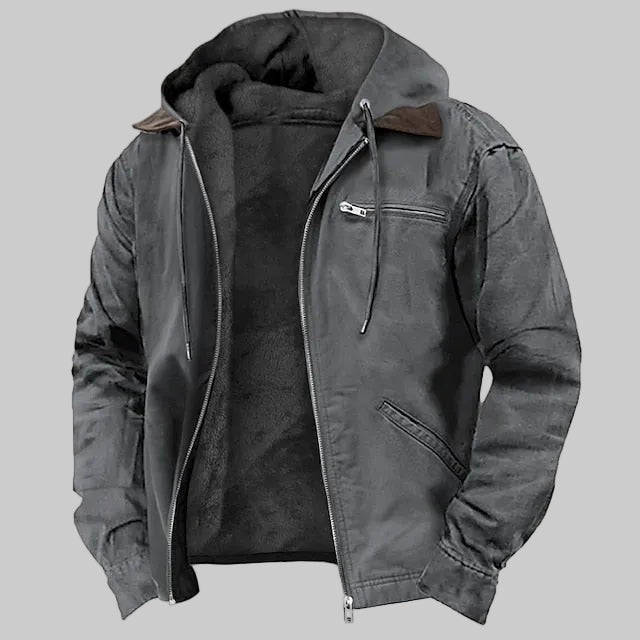 Lässige Wildleder Bikerjacke mit Kapuze für Herren