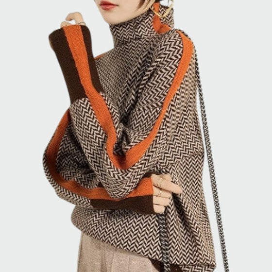 Klassischer Rollkragenpullover mit Zopfmuster für Damen