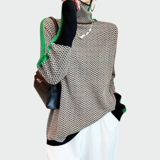 Klassischer Rollkragenpullover mit Zopfmuster für Damen