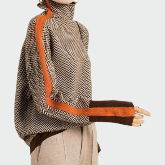 Klassischer Rollkragenpullover mit Zopfmuster für Damen