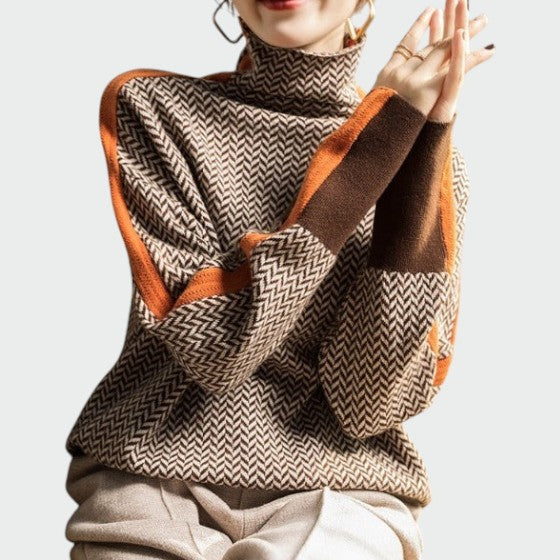 Klassischer Rollkragenpullover mit Zopfmuster für Damen