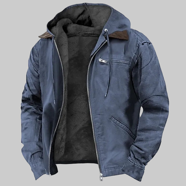 Lässige Wildleder Bikerjacke mit Kapuze für Herren
