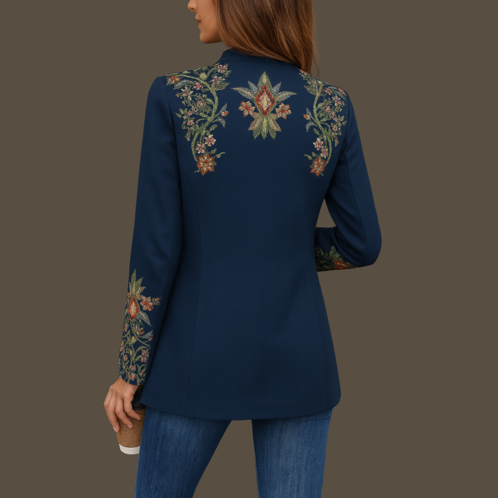 Eleganter Taillierter Blazer mit Floraler Stickerei für Damen