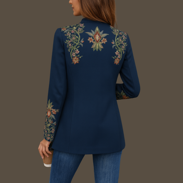 Eleganter Taillierter Blazer mit Floraler Stickerei für Damen
