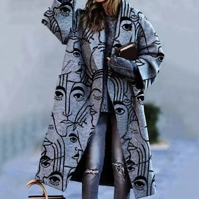 Zeitloser Langer Oversize Winter Mantel aus Wolle mit Knöpfen für Damen