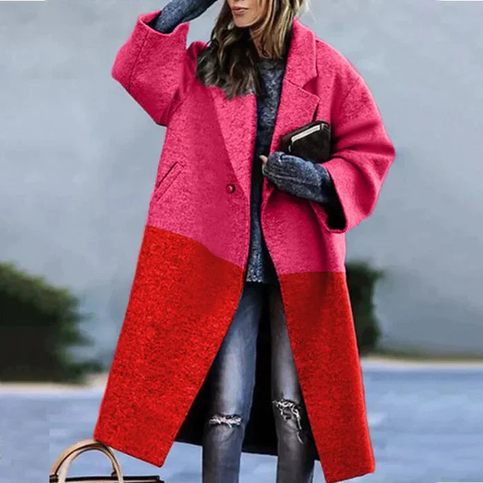 Zeitloser Langer Oversize Winter Mantel aus Wolle mit Knöpfen für Damen