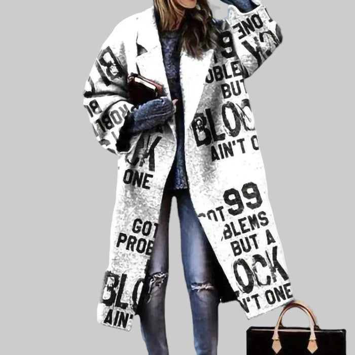 Zeitloser Langer Oversize Winter Mantel aus Wolle mit Knöpfen für Damen