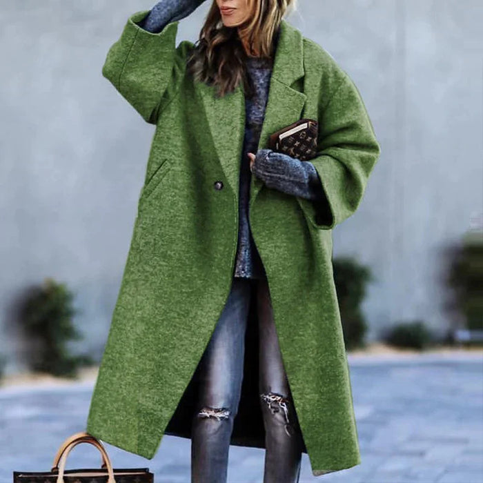 Zeitloser Langer Oversize Winter Mantel aus Wolle mit Knöpfen für Damen