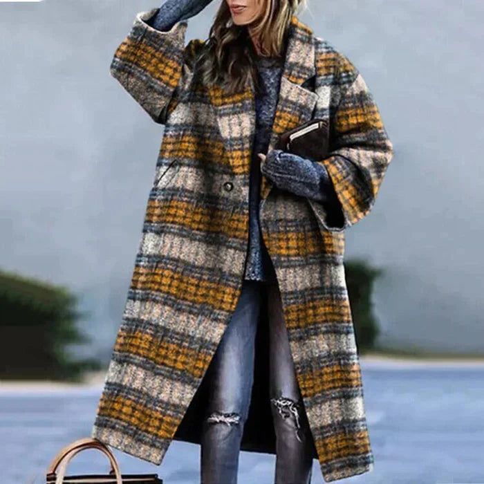 Zeitloser Langer Oversize Winter Mantel aus Wolle mit Knöpfen für Damen
