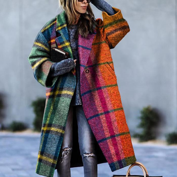 Zeitloser Langer Oversize Winter Mantel aus Wolle mit Knöpfen für Damen