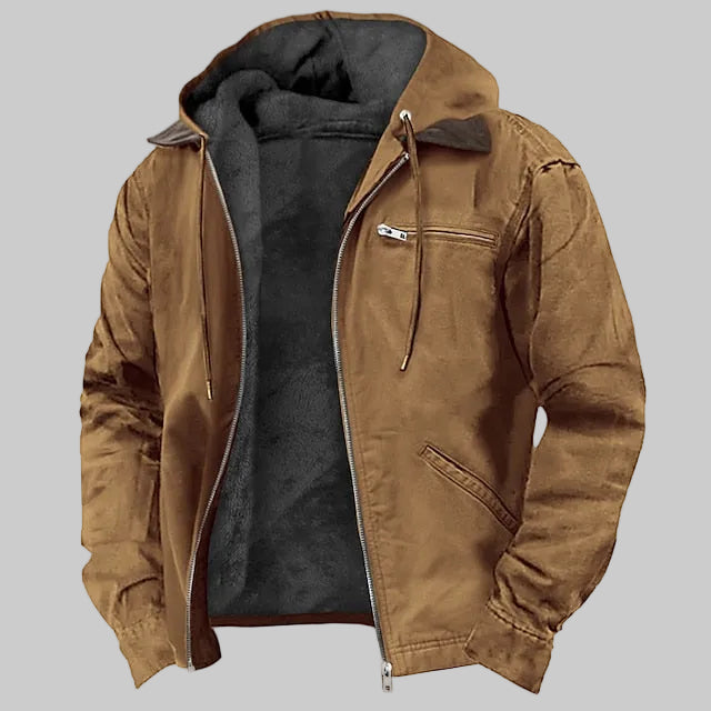 Lässige Wildleder Bikerjacke mit Kapuze für Herren